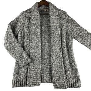 Lineamaglia Women's Wool-Blend Gray Sweater Large Open Cardigan Made in Italy